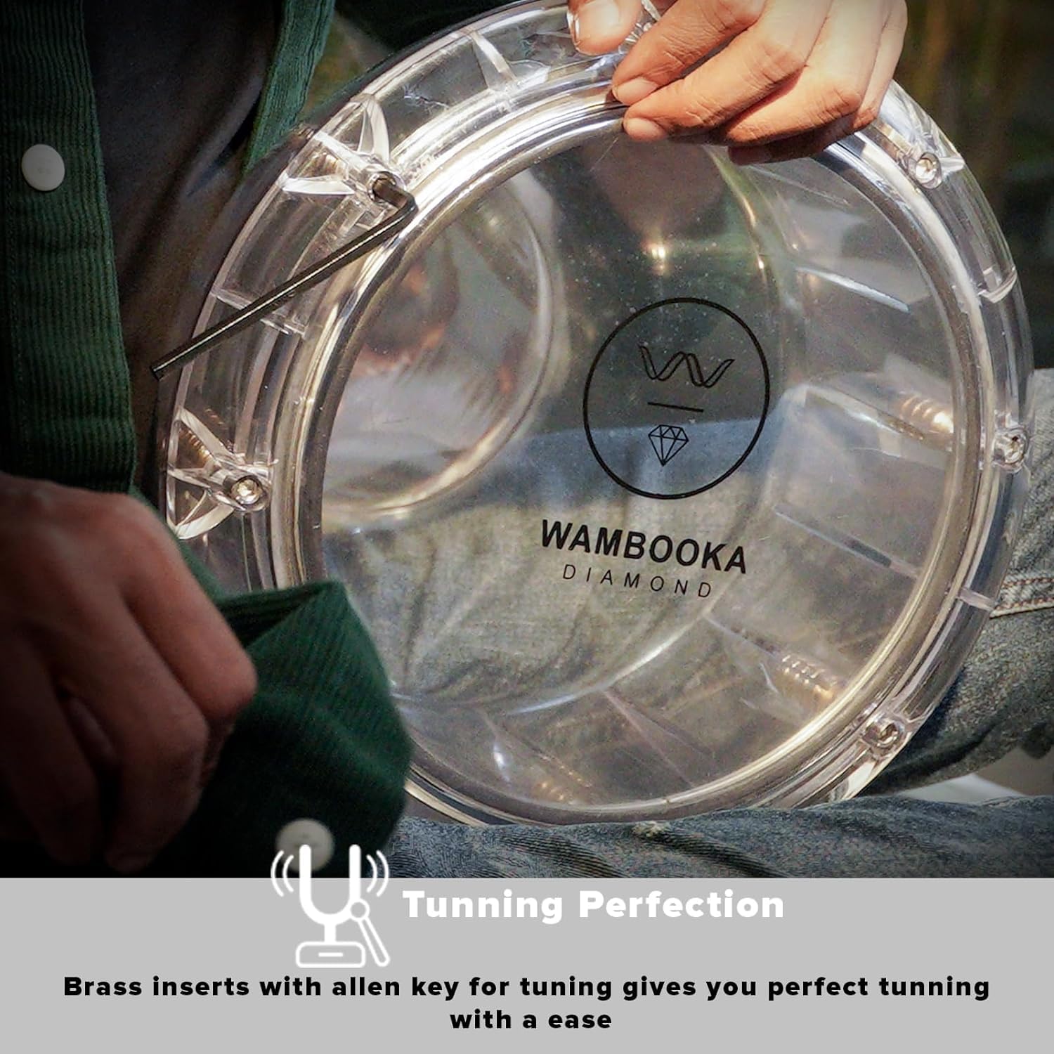 Wambooka Diamond Darbuka Drum with 8.75 inch Head, with Brass